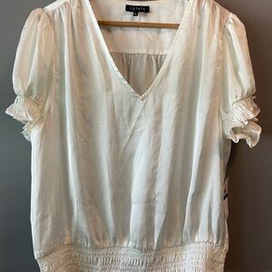 1. State Women's Cream V-Neck Blouse
